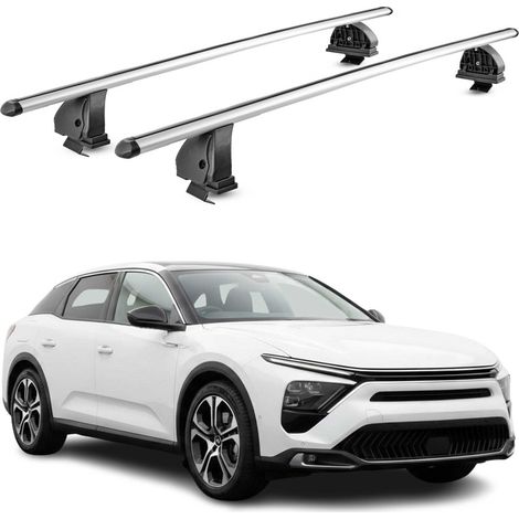 OMAC Barres de toit transversales en aluminium pour Citroen C5 X 2022-2026 – TÜV / DIN 75302:2019 – Antivol inclus – Charge max 75 kg – 2 barres – Gris (1/5)