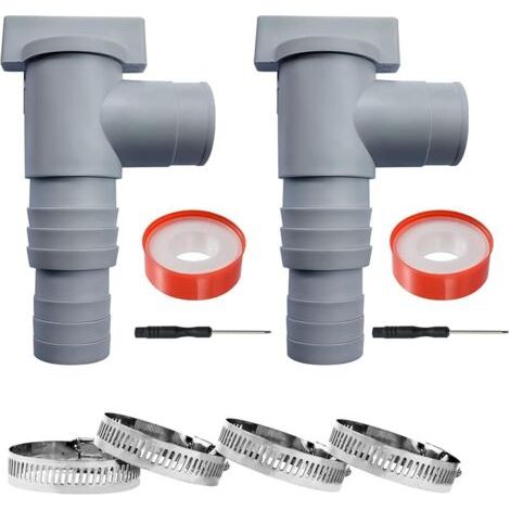 Pair Vanne D'arrêt Pour Piscine Avec Raccord De Tuyau De 32mm 38mm, Robinet D'arrêt Pour Piscine Avec 2 Colliers De Serrage De Rechange, Double Split Tuyau Valve Plunger accessoires De Piscine (2 pièc (1/5)