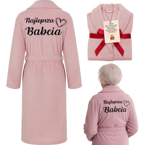 Bata de ba帽o para mujer para abuela con bordado "La mejor abuela" Talla S/M Rosa [M-BATHROBE5] (1/5)