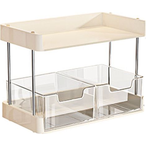 Organisateur de Maquillage 2 Niveaux PET 30x21x17cm Étagère Comptoir Salle de Bain Rangement Cosmétique Parfum (1/5)