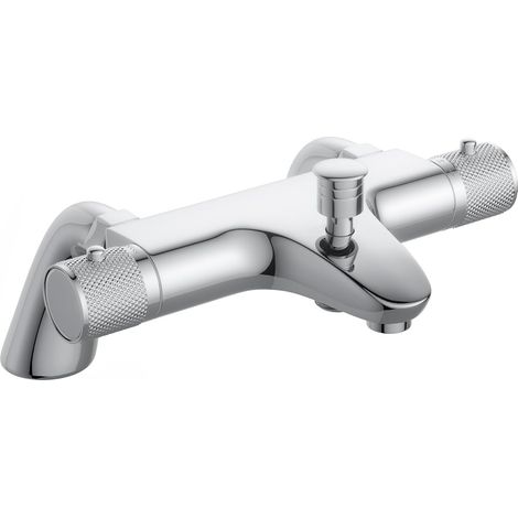 Mitigeur Baignoire Thermostatique,Robinet de baignoire avec arrêt de sécurité à 38°C,Mitigeur Thermostatique Bain,2 sorties,Chromé (1/5)
