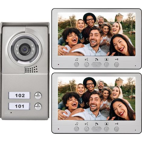 Interphone vidéo filaire 7 pouces pour 2 appartements, système d'entrée visuelle 110- (1/5)