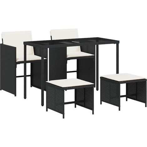 Maison Exclusive - 5-tlg. Garten-Essgruppe mit Kissen Schwarz Pol