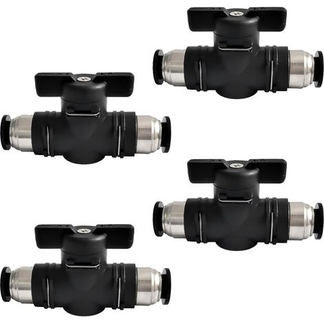 4 x Luftstromregelventil Rohre, 8 mm Pneumatik-Kugelhahn Push to Connect Fittings BUC, Achtloch-Luftventil zum Anschluss von Luftleitungen Druckluftwerkzeugen (1/5)
