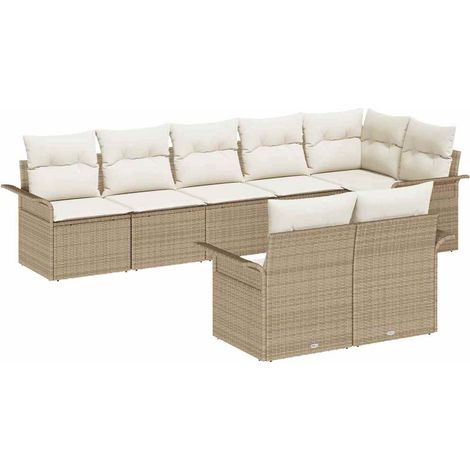 Maison Exclusive - Set Divano da Giardino con archiviazione 8 pcs Beige polyrattan