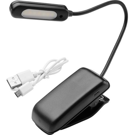 Torcia da tavolo a led con clip ricaricabile USB con 3 tonalità di luce e 3 livelli di luminosità Lampada da lettura con torcia (1/4)