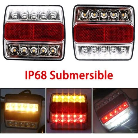 HOXILEELEOKit de 2pcs feux de Remorque étanche à LEDs submersibles pour Arrière, droite et gauche de bateaux (1/4)