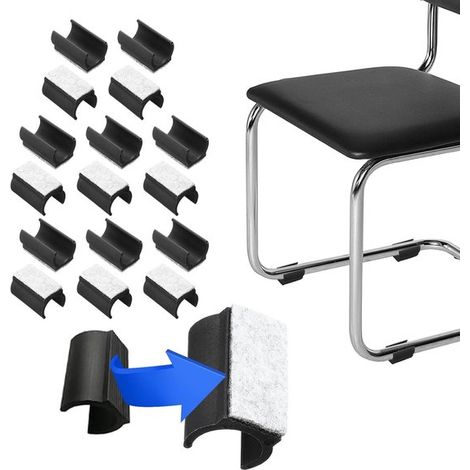 Tapones rectangulares en forma de U para patas de silla con almohadillas de fieltro，16 piezas para un deslizamiento suave，16 piezas，madera，22 mm (1/5)