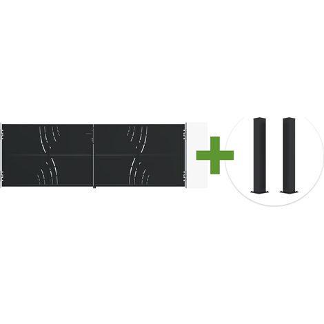 Portail battant acier noir mat 3,5m NALI VELETA H.120cm + 2 poteaux 10x10 acier CARMO (1/5)