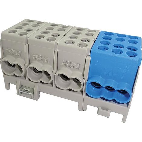 Hauptleitungs-Abzweigklemme - 3x grau, 1x blau, 4-polig 8x Eingang 25 mm² / 10x Ausgang 16 mm²