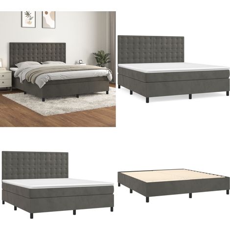 Boxspringbett mit Matratze Dunkelgrau 160x200 cm Samt - Boxspringbett - Boxspringbetten - Home & Living (1/5)