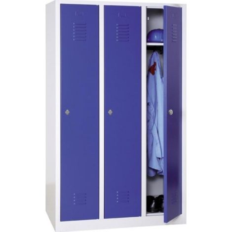 [JAMAIS UTILISE] Vestiaire Industrie Propre 3 Colonnes Fermeture Moraillon 180x89x50cm Bleu Gris - WMIP3-GB (1/5)