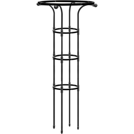 Soporte para plantas trepadoras fabricado en tubo metálico recubierto de plástico con aro superior – Negro/Blanco – Dimensiones: 125 cm/155 cm x 20 cm/25 cm/28 cm (1/5)