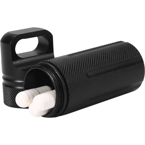 Étui de rangement étanche pour médicaments et comprimés, capsule noire pour clés et extérieur (1/5)