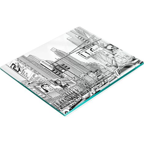 Dekoratives Schneide- und Servierbrett aus Glas, Motiv: Straßen von New York, 60 x 52 cm (1/5)