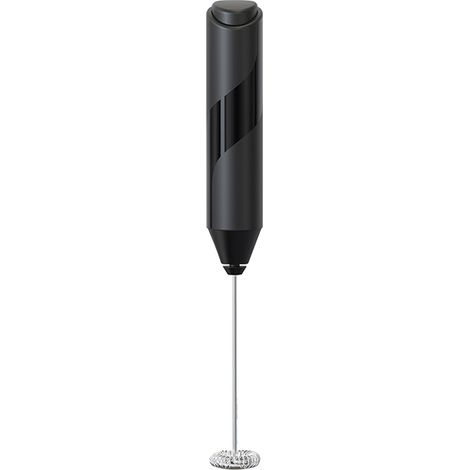 Mousseur à lait électrique en acier inoxydable, portable et noir, pour cappuccino, crèmes et sauces (1/4)