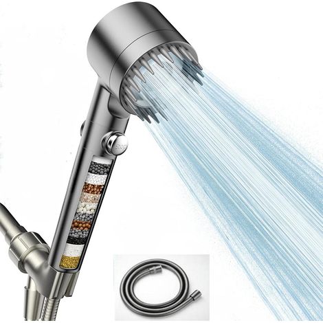 Pommeau de douche à pression avec eau filtrée et purifiée et jet massant puissant (1/5)