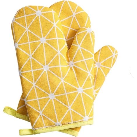 Paar hitzebeständige Handschuhe, geeignet für Mikrowellen und Hochtemperatur-Küchenöfen.