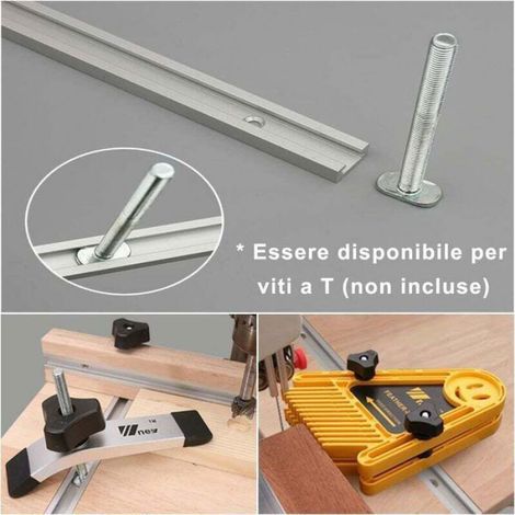 Rail en T aluminium - - 500x19x9,5 mm - Argent - 2 pièces - Résistant à la rouille - Surface anodisée (1/4)