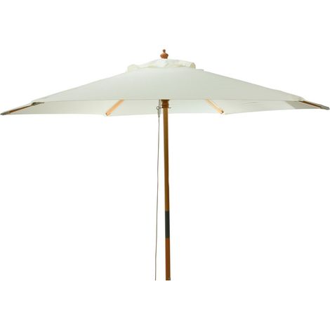 Parasol para jardín, crudo con mango de madera, ø2,6 x 2,2 m (1/3)