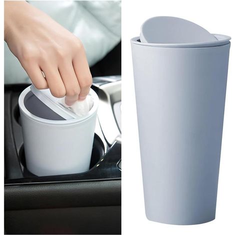 Petite poubelle voiture plastique universelle bleu clair (1/5)