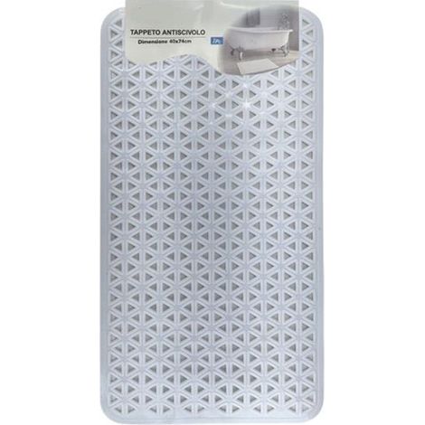 Cleafe - Tappeto Antiscivolo Intreccio Geometrico Bianco Per Vasca Da Bagno Doccia 40x74cm 10797 - (1/3)