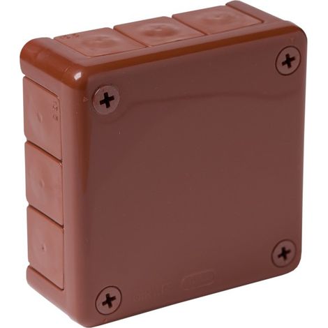 Boîtier brun 041-02 sans bornes, avec presse-étoupes sans filetage, dimensions d'entrée 12 mm / dimensions extérieures 98 x 98 x 42 mm, IP55, ViPlast 7243
