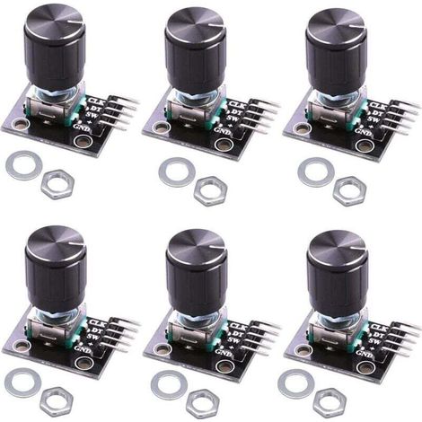 módulos codificadores rotativos Ky-040 con tapa de botón de 15 × 16,5 mm para Arduino (Paquete de 6) Clw1062-Crezuo