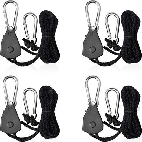 Choyclit – Tendeur à cliquet 4 pièces – Corde de 2,4m en nylon tressé – Charge maximale 34kg – Crochets en acier inoxydable pour intérieur et extérieur (1/5)