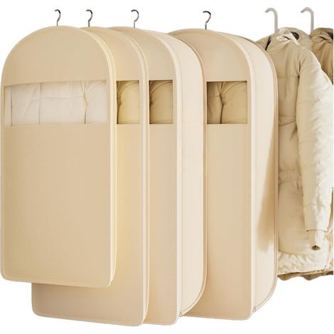 Sac À Vêtements Suspensé - Tissu Non Tissé Respirant - 115 Cm - Pour Costumes Manteaux Robes - Lot De 2 (1/5)
