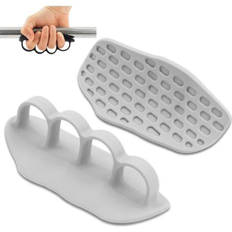 Poignées de musculation antidérapantes - Protection de paume en caoutchouc pour soulevé de terre, tractions et haltérophilie - Gris (1/5)