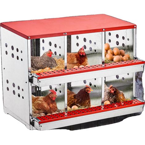 Boîte de Nidification, Acier Galvanisé, 38,5" x 21,5" x 15,5", 6 Compartiments, Design à Rouleau, Orifices de Ventilation (1/5)