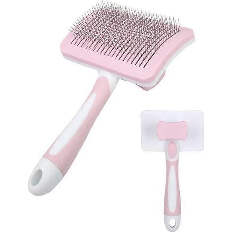 Brosse pour poils d'animaux, peigne de toilettage pour chiens et chats à poils longs, brosse pour chats d'intérieur, brosse anti-poils, brosse de nettoyage, accessoires pour animaux de compagnie, rose (1/4)