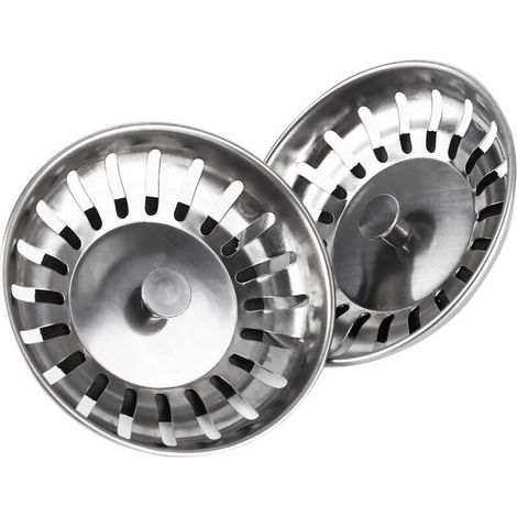 Anti-clogging stainless steel kitchen sink stopper – Pack of 2 universal 78mm filters for domestic sinks