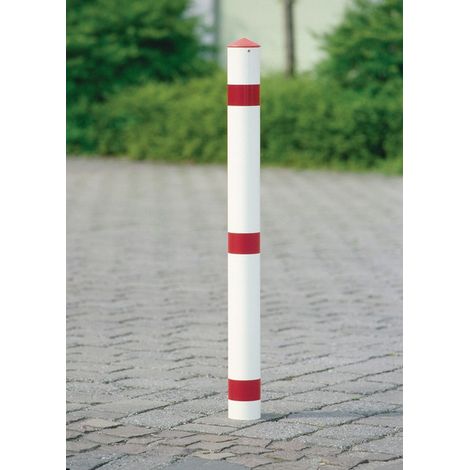 Dissuasore a paletto STA rosso-bianco D.76mm da cementare con tappo a punta