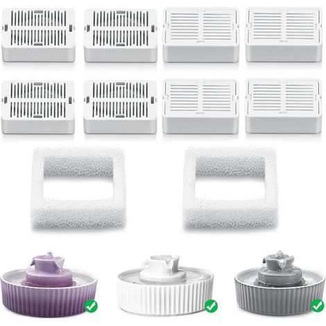 Lot de 8 filtres de remplacement pour fontaine à eau pour chat et chien, filtres à charbon actif avec mousse de pré-filtration pour fontaine en céramique