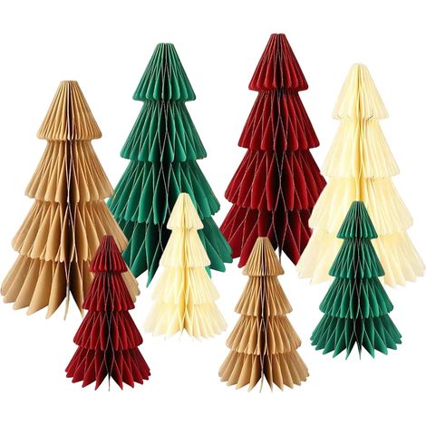 Sapin de Noël en Papier Décorations D'Intérieur 4 Couleurs  Arbres De Noël En Papier 3D pour Hiver Cuisine Salon Vacances Appartement Ferme Manteau Cheminée Escalier (1/5)