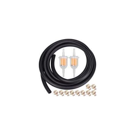 Kit de durites d'essence – 2 m de durite Ø 6 mm + 2 filtres à essence + 10 colliers de serrage pour moteurs Kawasaki, Kohler, Briggs & Stratton et autres - Crezuo (1/4)