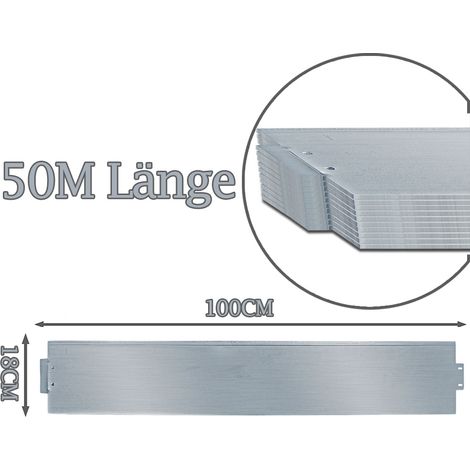 Wolketon Rasenkante 50m 100x18cm Metall Beetumrandung verzinkt Mähkante Beeteinfassung - Länge 50m Höhe 18cm Palisade