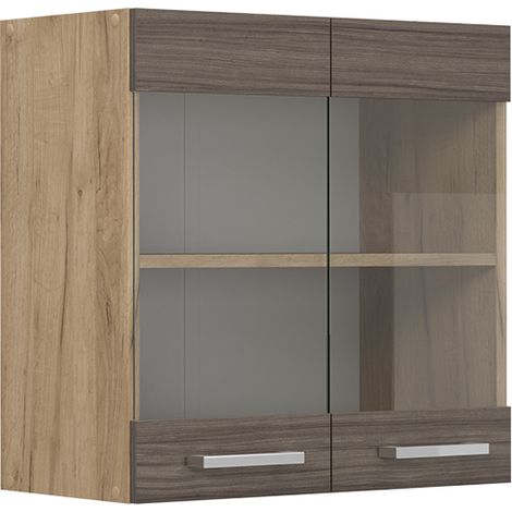 Meuble de cuisine haut vitré R-Line, Gris noble, 60cm, Vicco (1/5)