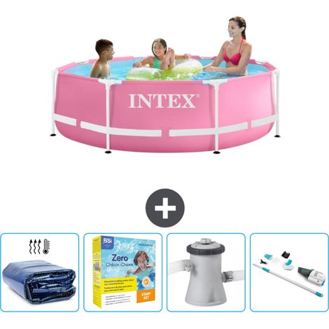 Piscine Intex Cadre Rond - 244 x 76 cm - Rose - Incluse Accessoire CB12