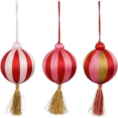 Pallina decorativa de plástico reciclado 8 cm rosa claro/rojo/rosa oscuro