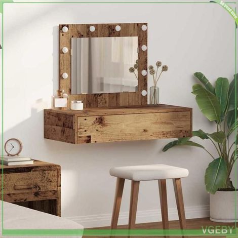 Table de maquillage - Marron - Bois d'ingénierie - 83 x 40 x 70 cm - Avec miroir et tiroir (1/5)