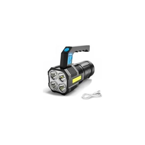 Torcia a LED COB ricaricabile ultra luminosa, impermeabile, con 4 modalità di funzionamento, torcia di emergenza portatile per escursionismo, pesca e campeggio - Crezuo
