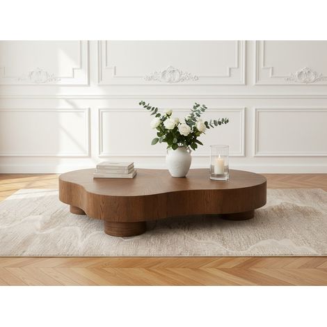 Bobochic – Table basse ronde 45 cm – Placage chêne massif – Hauteur 43 cm – Design moderne pour salon contemporain