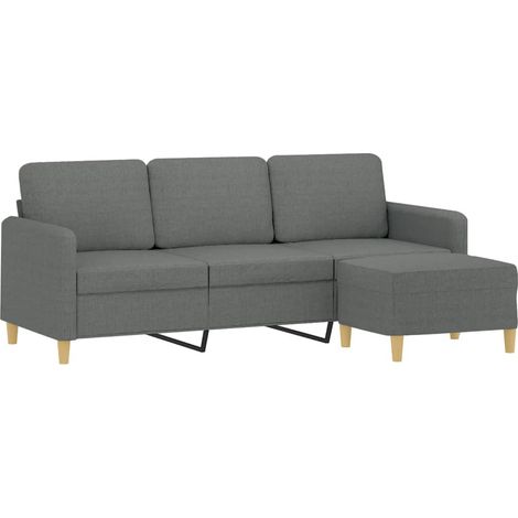 Sofá de 3 plazas con taburete de tela gris oscuro 180 cm vidaXL (1/4)
