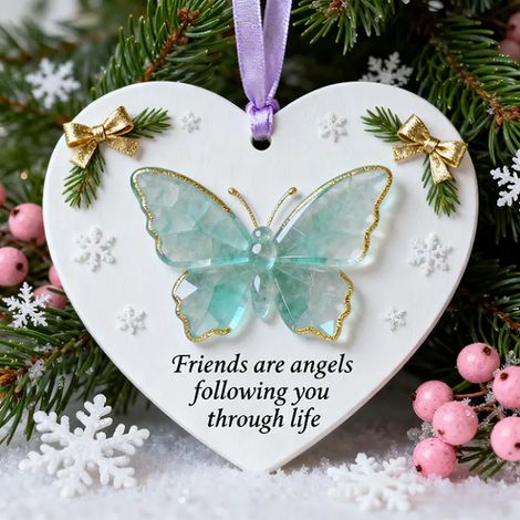 Ornement Papillon Verre De Mer - Décoration Arbre De Noël - Souvenir D'amitié Fait Main - 8 cm - 1 Pièce (1/5)