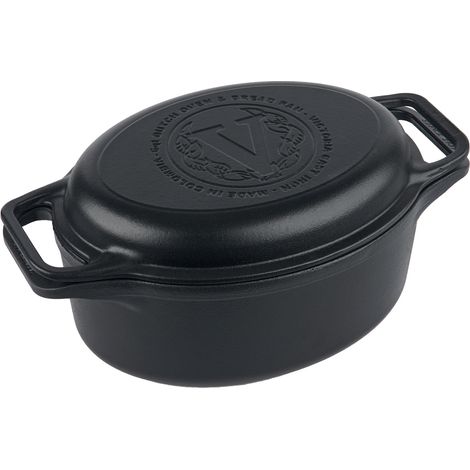 Victoria 38847 Horno Holandés Olla Inducción Hierro Fundido Curado 31cm, Tapa - Sartén, 5,7L, sin PTFE Negro (1/5)