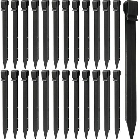 LATERN 25 Pièces Piquets de Sol en Plastique, 25CM Piquets de Bordure de Paysage Robustes Piquets de Tente Pointes d'ancrage pour Tentes Planche Terrasse Bordure Pelouse Jardin Extérieur (Noir) (1/4)