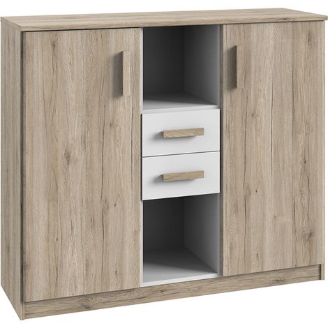 Highboard Kommode in Eiche mit weiß CANTON-43 (1/3)